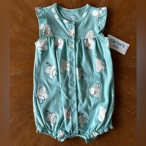 Carter's Teal Heart Print Romper